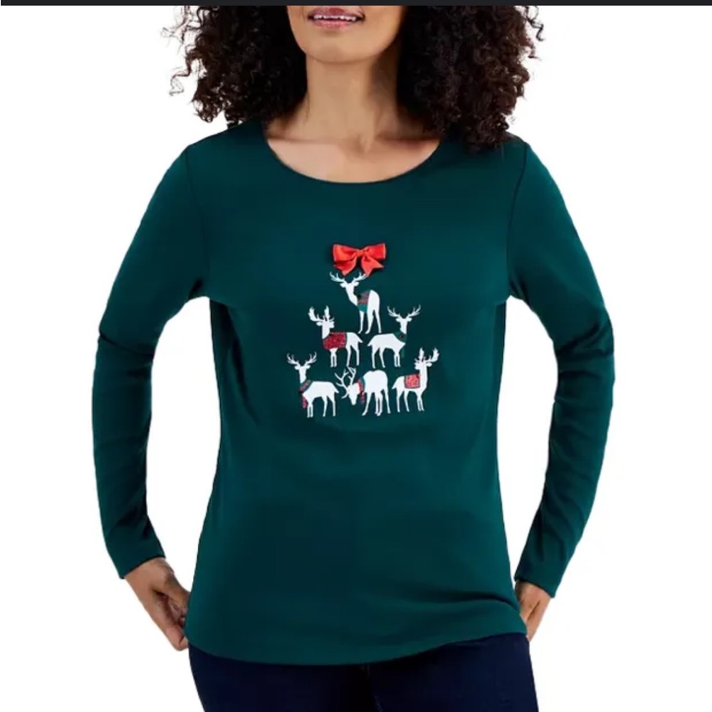 Holiday Lane Women's Reindeer Long-Sleeve Top